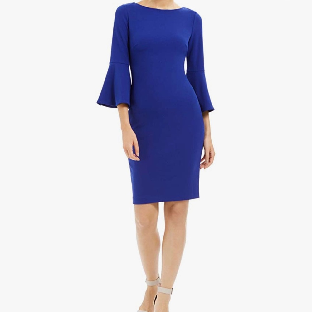 Gorgeous Calvin Klein bell sleeve dress royal blue